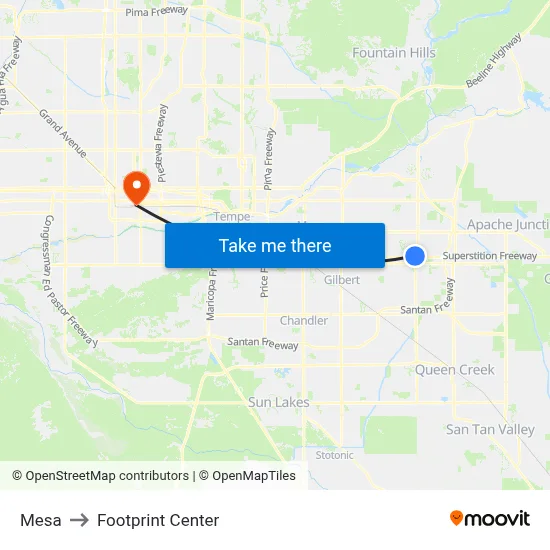 Mesa to Footprint Center map