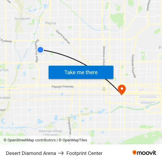 Desert Diamond Arena to Footprint Center map