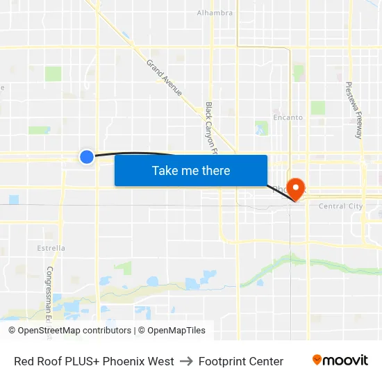 Red Roof PLUS+ Phoenix West to Footprint Center map