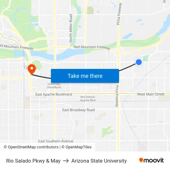 Rio Salado Pkwy & May to Arizona State University map