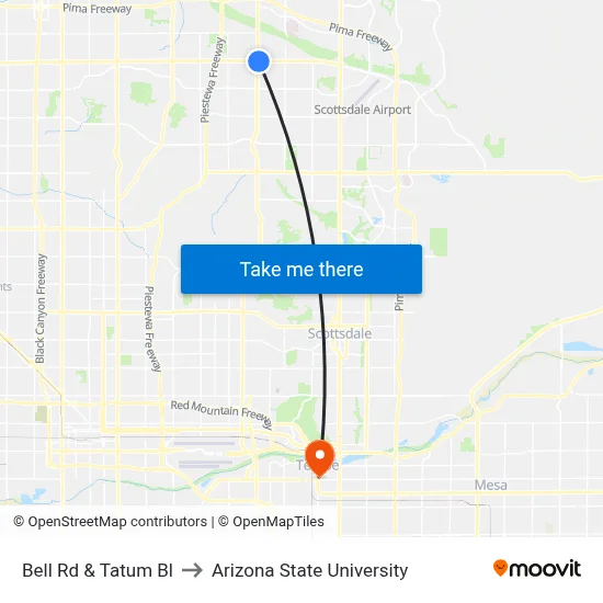 Bell Rd & Tatum Bl to Arizona State University map