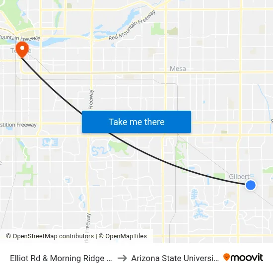 Elliot Rd & Morning Ridge Dr to Arizona State University map