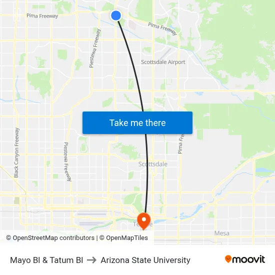 Mayo Bl & Tatum Bl to Arizona State University map