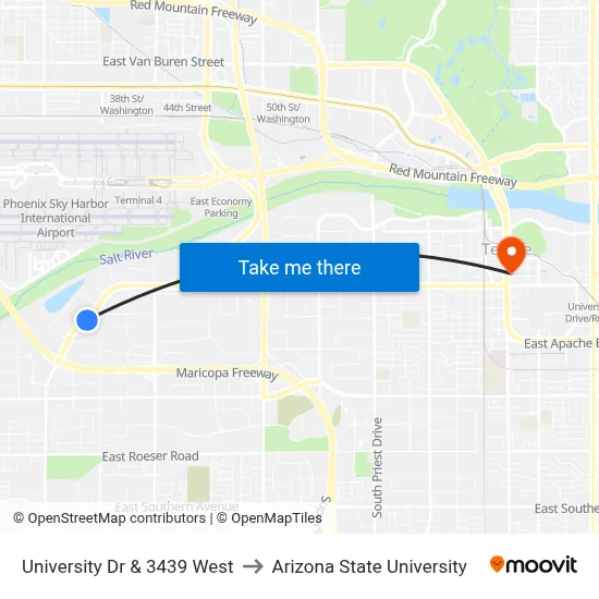 University Dr & 3439 West to Arizona State University map