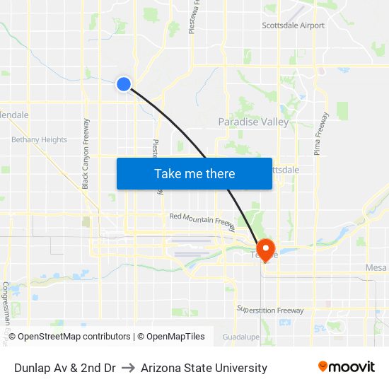 Dunlap Av & 2nd Dr to Arizona State University map