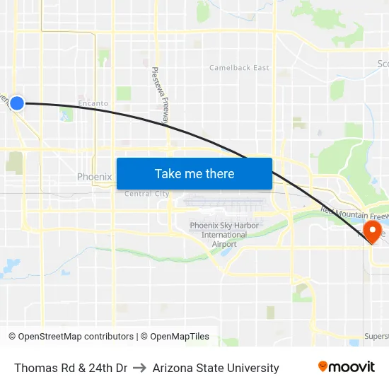 Thomas Rd & 24th Dr to Arizona State University map