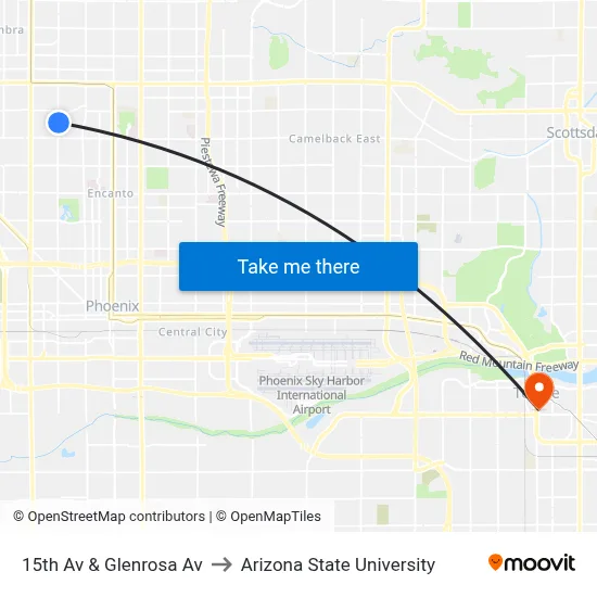 15th Av & Glenrosa Av to Arizona State University map