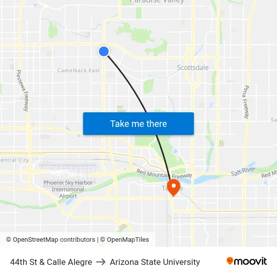 44th St & Calle Alegre to Arizona State University map