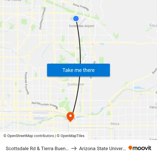 Scottsdale Rd & Tierra Buena Ln to Arizona State University map