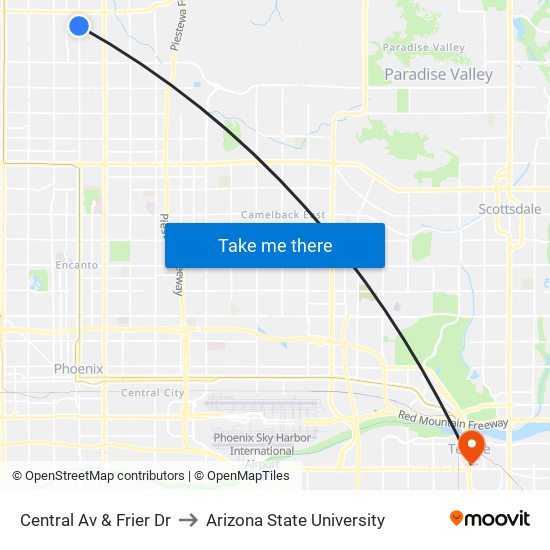 Central Av & Frier Dr to Arizona State University map