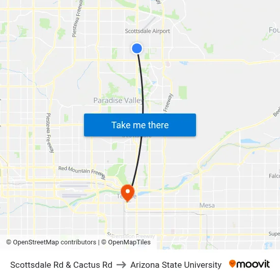 Scottsdale Rd & Cactus Rd to Arizona State University map