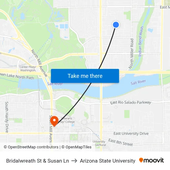 Bridalwreath St & Susan Ln to Arizona State University map