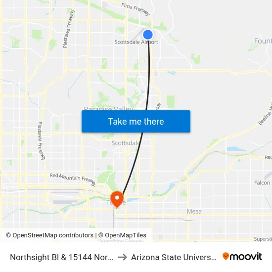 Northsight Bl & 15144 North to Arizona State University map
