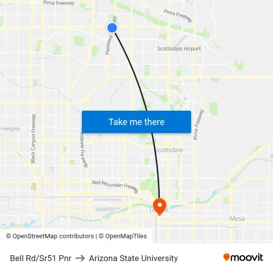 Bell Rd/Sr51 Pnr to Arizona State University map