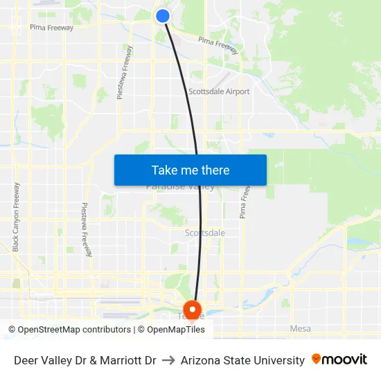Deer Valley Dr & Marriott Dr to Arizona State University map