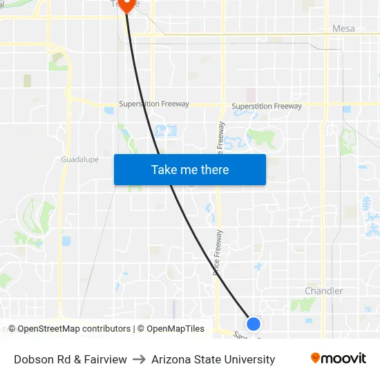 Dobson Rd & Fairview to Arizona State University map