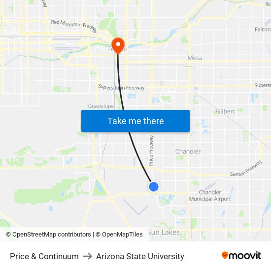 Price & Continuum to Arizona State University map