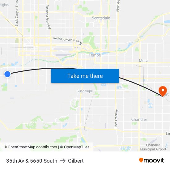 35th Av & 5650 South to Gilbert map