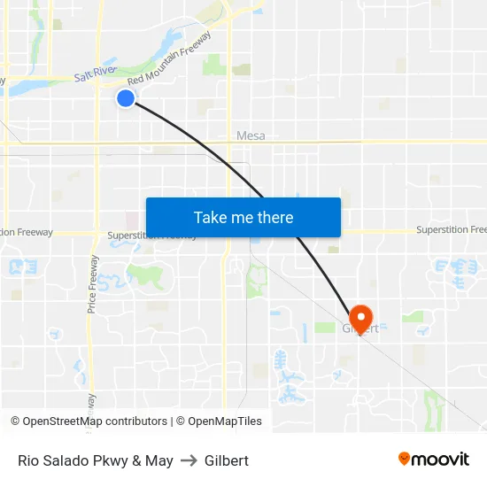 Rio Salado Pkwy & May to Gilbert map