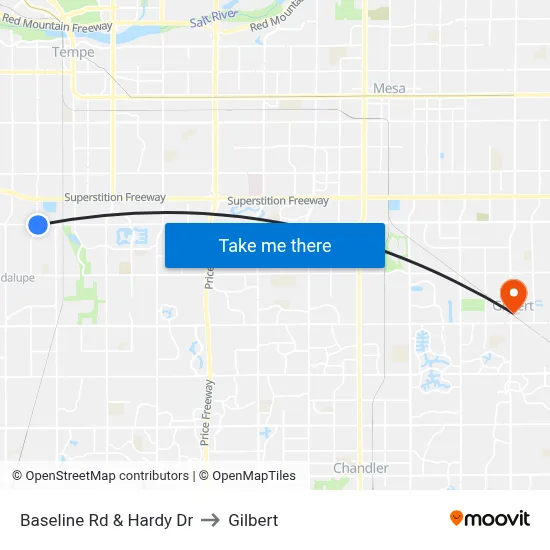 Baseline Rd & Hardy Dr to Gilbert map