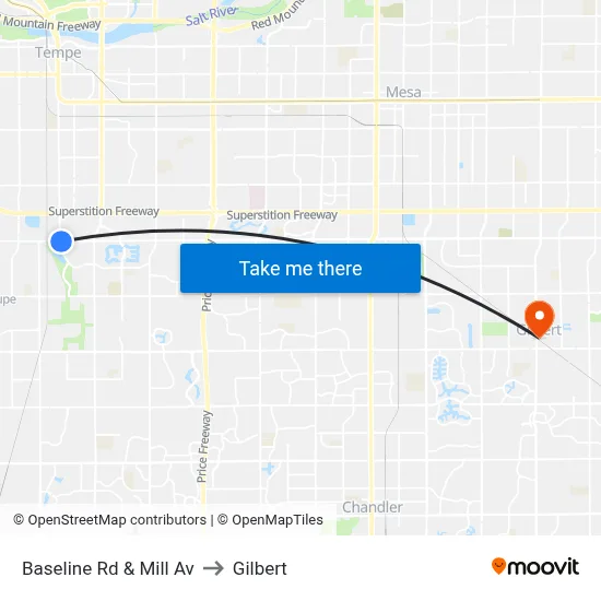 Baseline Rd & Mill Av to Gilbert map