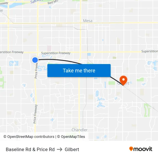 Baseline Rd & Price Rd to Gilbert map