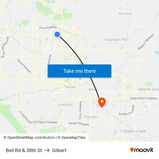 Bell Rd & 38th St to Gilbert map