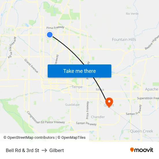 Bell Rd & 3rd St to Gilbert map