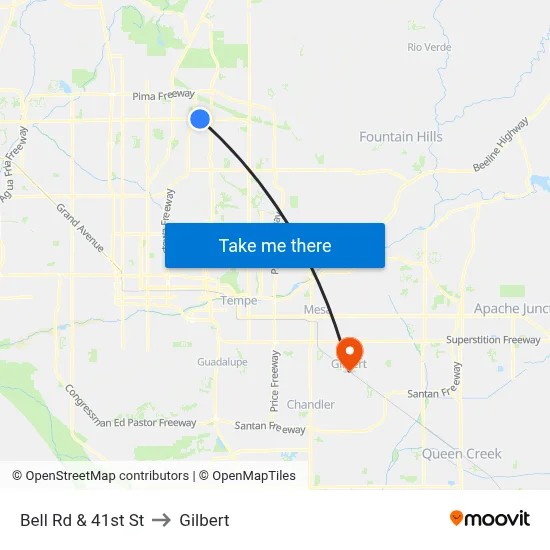 Bell Rd & 41st St to Gilbert map
