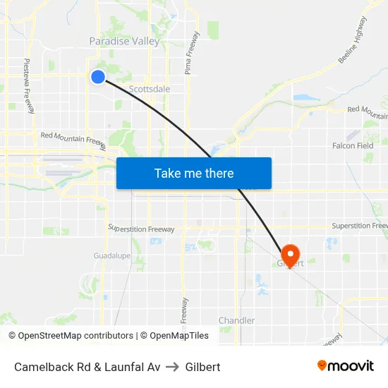 Camelback Rd & Launfal Av to Gilbert map
