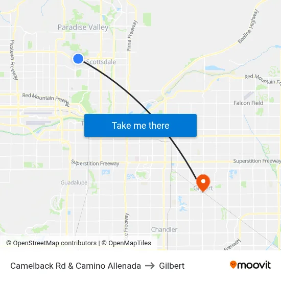 Camelback Rd & Camino Allenada to Gilbert map