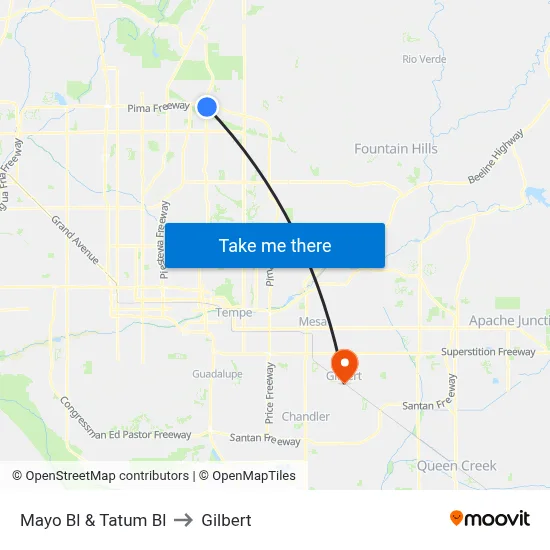 Mayo Bl & Tatum Bl to Gilbert map
