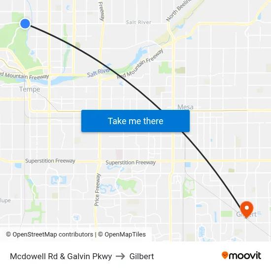 Mcdowell Rd & Galvin Pkwy to Gilbert map