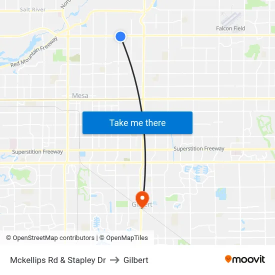 Mckellips Rd & Stapley Dr to Gilbert map