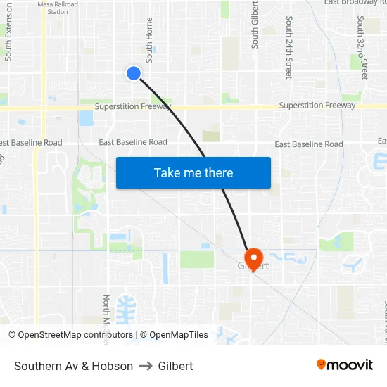 Southern Av & Hobson to Gilbert map