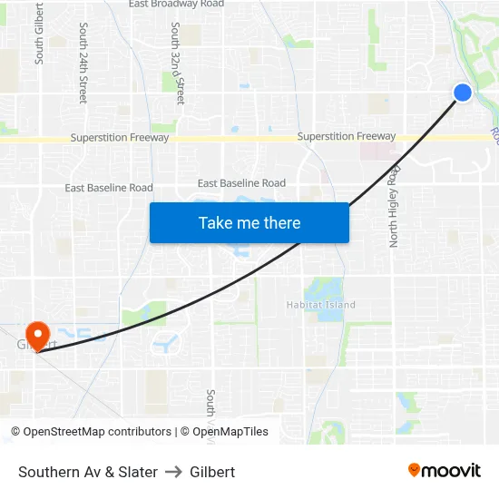 Southern Av & Slater to Gilbert map