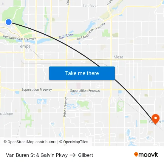 Van Buren St & Galvin Pkwy to Gilbert map