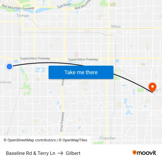 Baseline Rd & Terry Ln to Gilbert map