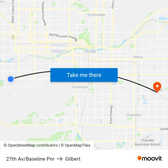 27th Av/Baseline Pnr to Gilbert map