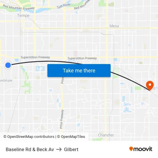 Baseline Rd & Beck Av to Gilbert map