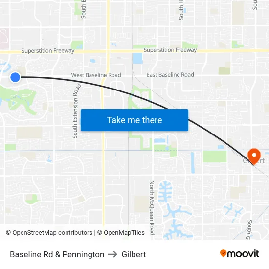 Baseline Rd & Pennington to Gilbert map