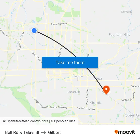 Bell Rd & Talavi Bl to Gilbert map
