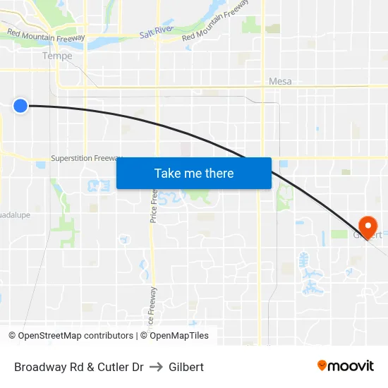 Broadway Rd & Cutler Dr to Gilbert map