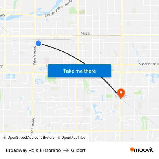 Broadway Rd & El Dorado to Gilbert map