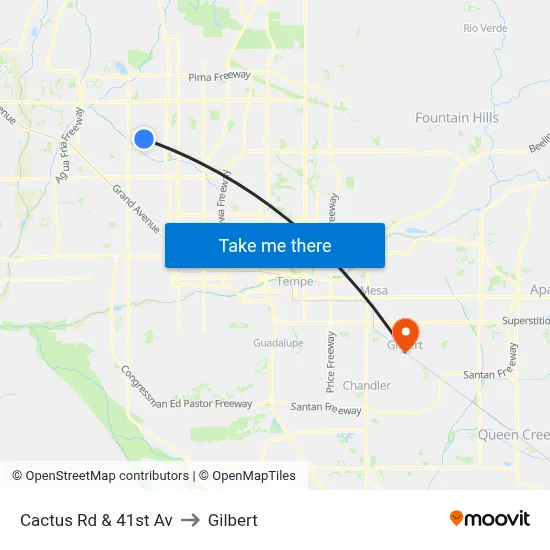 Cactus Rd & 41st Av to Gilbert map