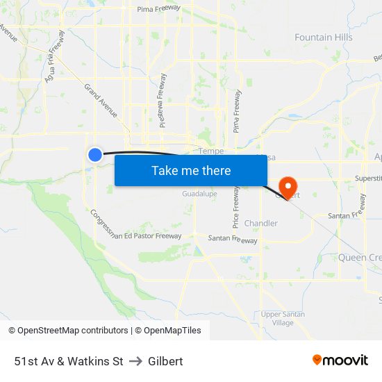 51st Av & Watkins St to Gilbert map
