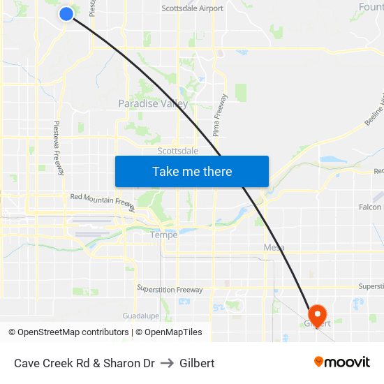 Cave Creek Rd & Sharon Dr to Gilbert map