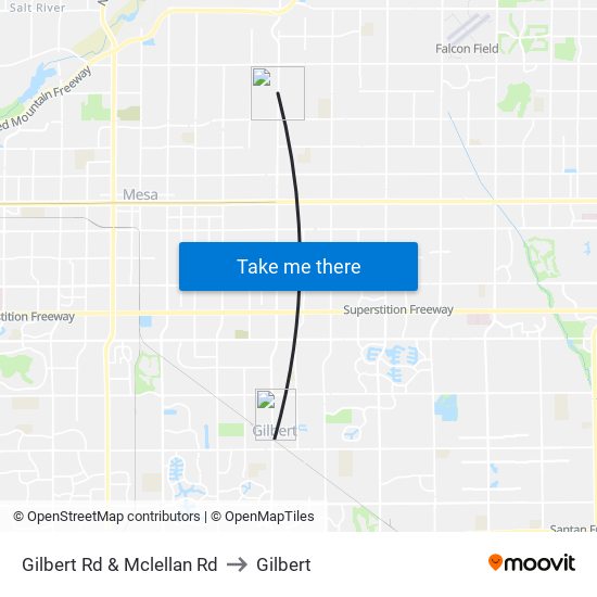 Gilbert Rd & Mclellan Rd to Gilbert map