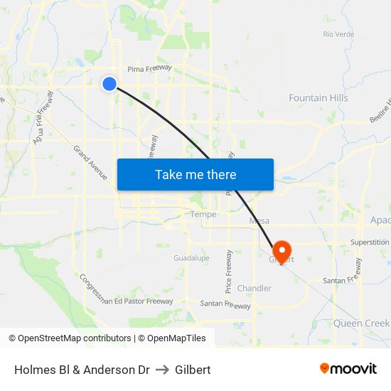 Holmes Bl & Anderson Dr to Gilbert map