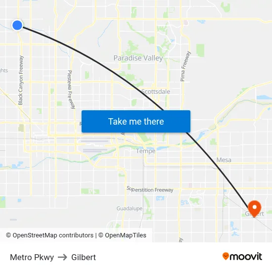 Metro Pkwy to Gilbert map